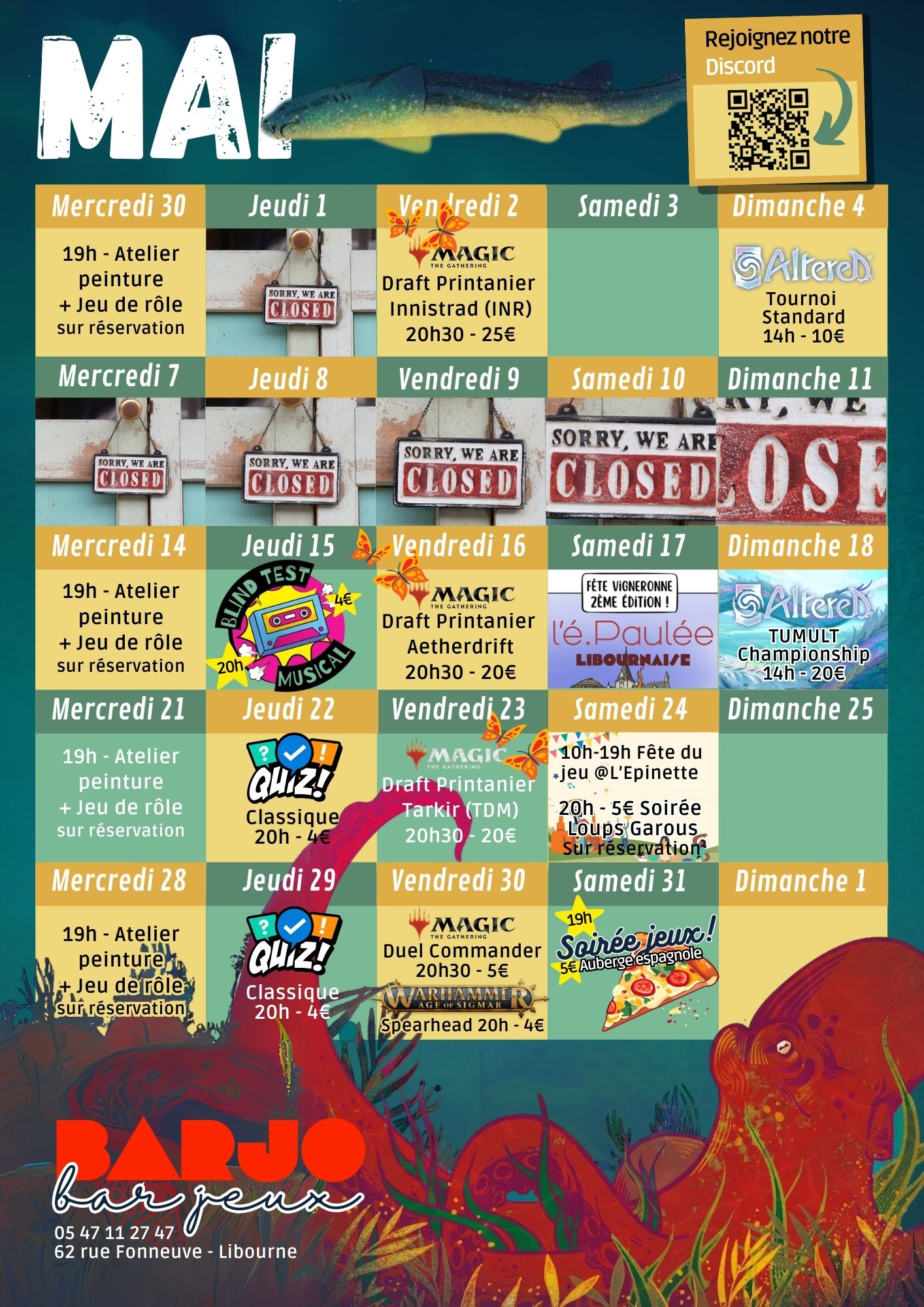 Calendrier des événements Mai 2025 Calendrier des événements Mai 2025